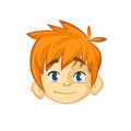 Cartoon small red hair boy. Vector illustration of young teenager outlined. Boy head icon.