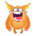 Cartoon smart cute monster wearing eyeglasses. Illustration clipart.