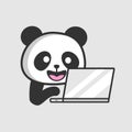 Smart Panda programmer work on the laptop notebook / netbook Royalty Free Stock Photo