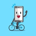 Cartoon smartphone rides bike