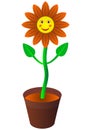 Cartoon smile flower in a flowerpot