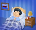 Cartoon smile little boy sleeping in the bed Royalty Free Stock Photo