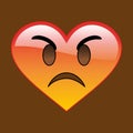 Cartoon Smile In The Shape Of A Heart, Chat, Icon. Angry Emoticon. Vector
