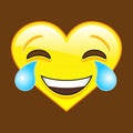 Cartoon smile in the shape of a heart, chat, icon. laugh to tears. The concept of happiness. Vector