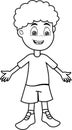 Cartoon smiling arabic or african Happy flat child from UAE, Qatar or Egypt. Childhood vector illustration for coloring book