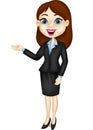 Cartoon Smiling business woman presenting Royalty Free Stock Photo