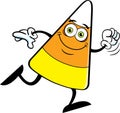 Cartoon smiling candy corn running.