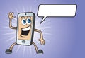 Cartoon smiling cell phone character