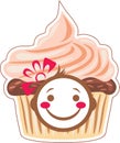 Cartoon smiling cupcake