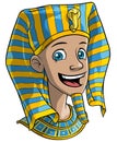 Cartoon smiling egyptian pharaoh boy