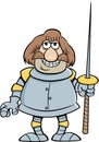 Cartoon smiling knight holding a lance.