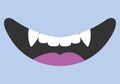 Cartoon smiling mouth with fangs. Monsters or a vampire smile. Cute hand drawn smile Royalty Free Stock Photo