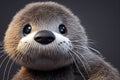 Cartoon smiling otter pup close up, generative AI