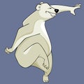 Cartoon of a smiling polar bear fun dancing