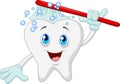 Cartoon Smiling Tooth With Toothbrush