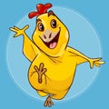 Cartoon smiling yellow chick having fun walking Royalty Free Stock Photo