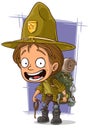 Cartoon smiling young boyscout in big hat