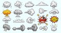 Cartoon smoke clouds and explosion effects vector set Royalty Free Stock Photo