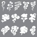 Cartoon smoke and dust clouds. Comic puff and steam vector set