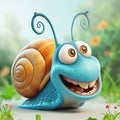 Cartoon Snail With Big Eyes and a Smile