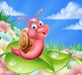 Cartoon Snail in Meadow