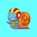 cartoon snail wearing a racer helmet