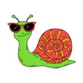 Cartoon snail wearing sunglasses