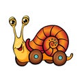 Cartoon snail on wheels Royalty Free Stock Photo