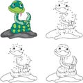 Cartoon snake. Coloring book and dot to dot game for kids Royalty Free Stock Photo