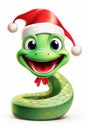 A cartoon snake wearing a santa hat.
