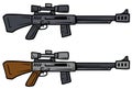 Cartoon sniper rifles vector weapon icons