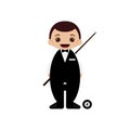 Cartoon snooker player illustration