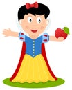 Cartoon Snow White Holding a Red Apple