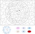 Cartoon snowflake. Color by number educational game for kids