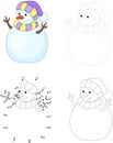 Cartoon snowman. Dot to dot game for kids