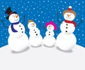 Cartoon Snowman Family