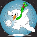 Cartoon snowman playing soccer vector illustration