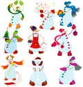 Cartoon snowman set Royalty Free Stock Photo