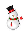 Cartoon snowman with thumbs up isolated over white