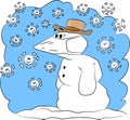 Cartoon Snowman wearing a protective mask against Corona Virus