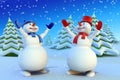 Cartoon snowmans Royalty Free Stock Photo