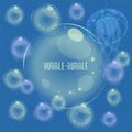 Blue background with transparent bubbles. Vector Royalty Free Stock Photo