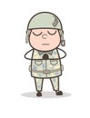 Cartoon Sober Army Man Praying Vector Illustration