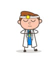 Cartoon Sober Doctor Praying Vector Illustration