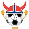 Cartoon soccer ball. A football fan. The Norwegian national team.