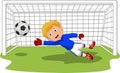 Cartoon Soccer football goalie keeper saving a goal Royalty Free Stock Photo