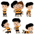 Cartoon soccer kid with different pose.