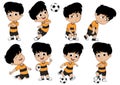 Cartoon soccer kid with different pose. Royalty Free Stock Photo
