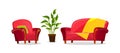 Cartoon sofa and armchair in living room Royalty Free Stock Photo