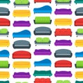 Cartoon Sofa or Couch Seamless Pattern Background. Vector